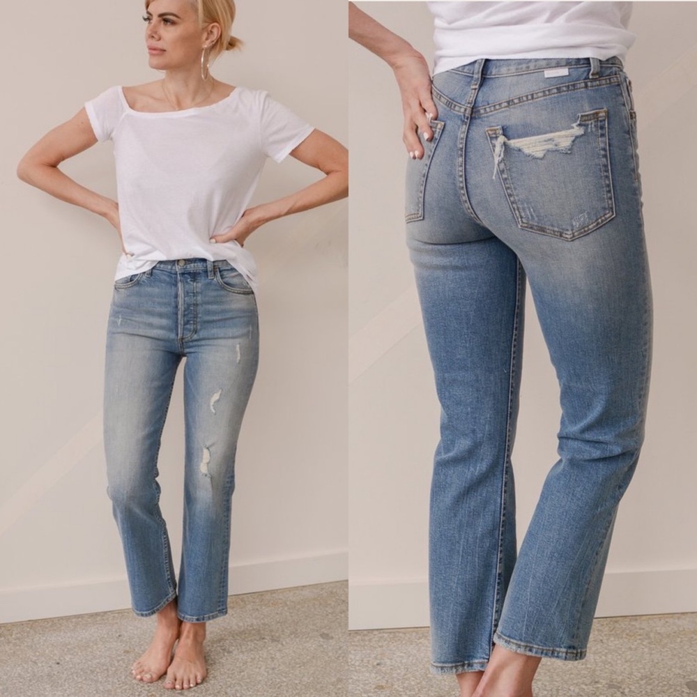 BOYISH The Brady High Rise Crop Flare Jean | River of No Return